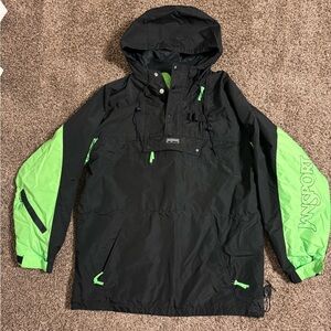 Vintage Jansport Neon Green & Black Pullover Raincoat Men’s Size Large